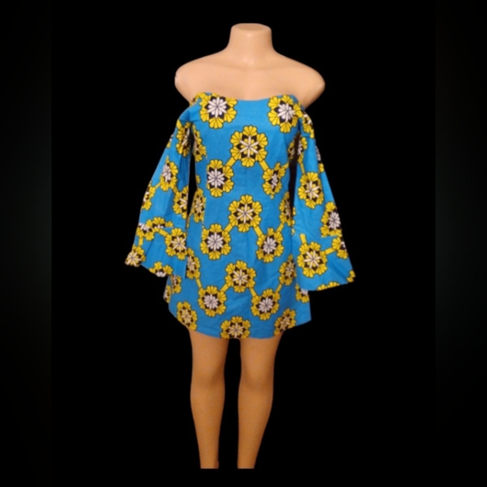 Custom handmade retro print mini dress small